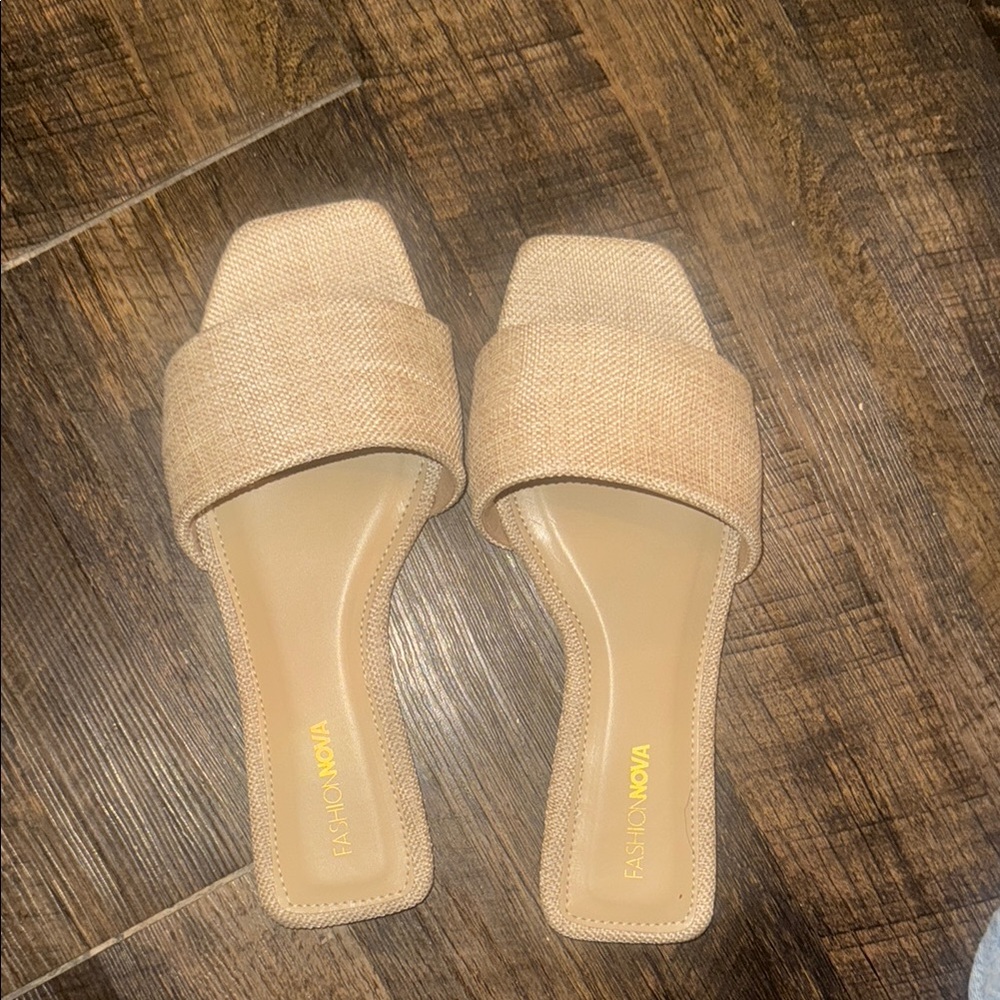 Fashion Nova Tan Slide Sandals Minimalist Design